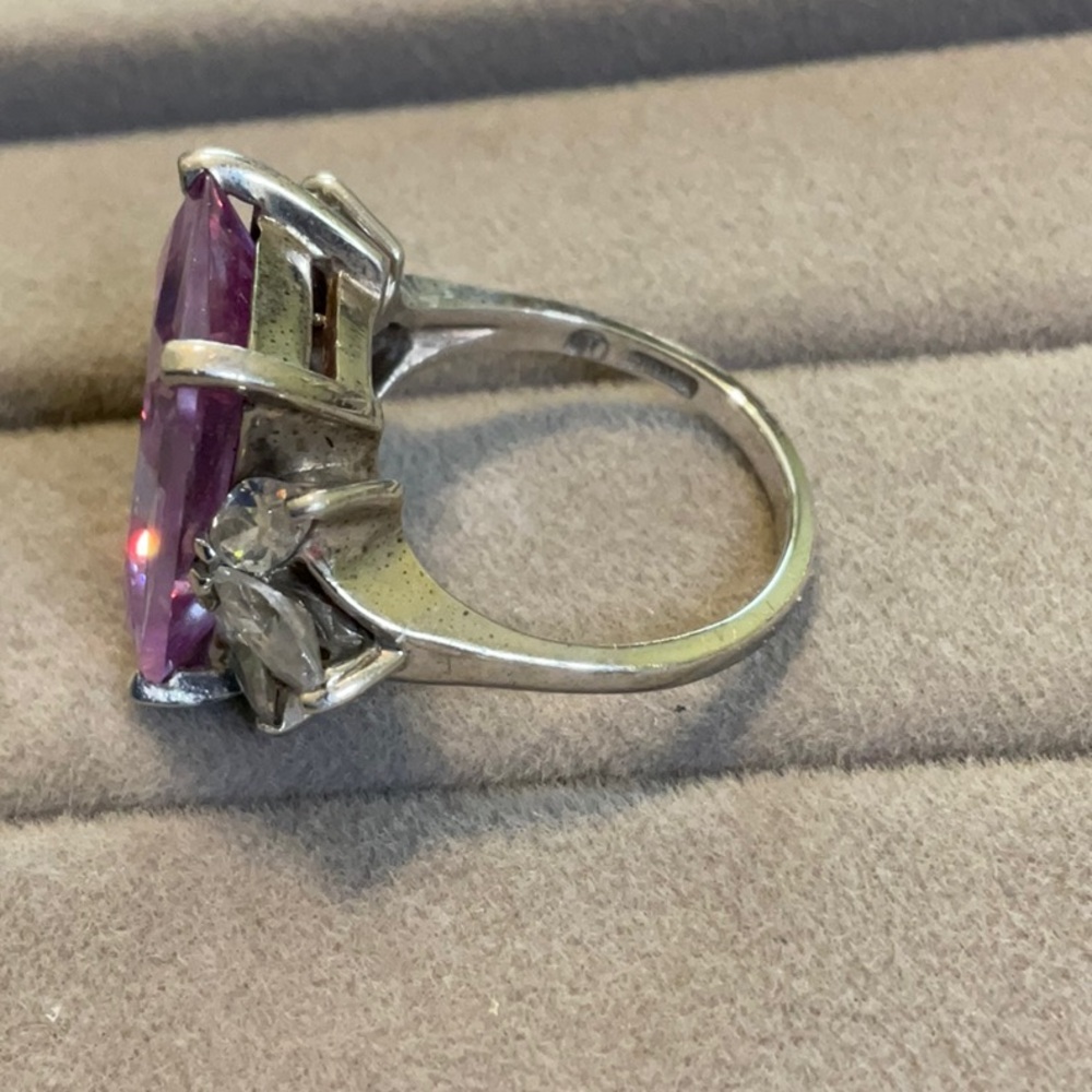 Large Rectangle Stone Sterling Silver Ring - image 2